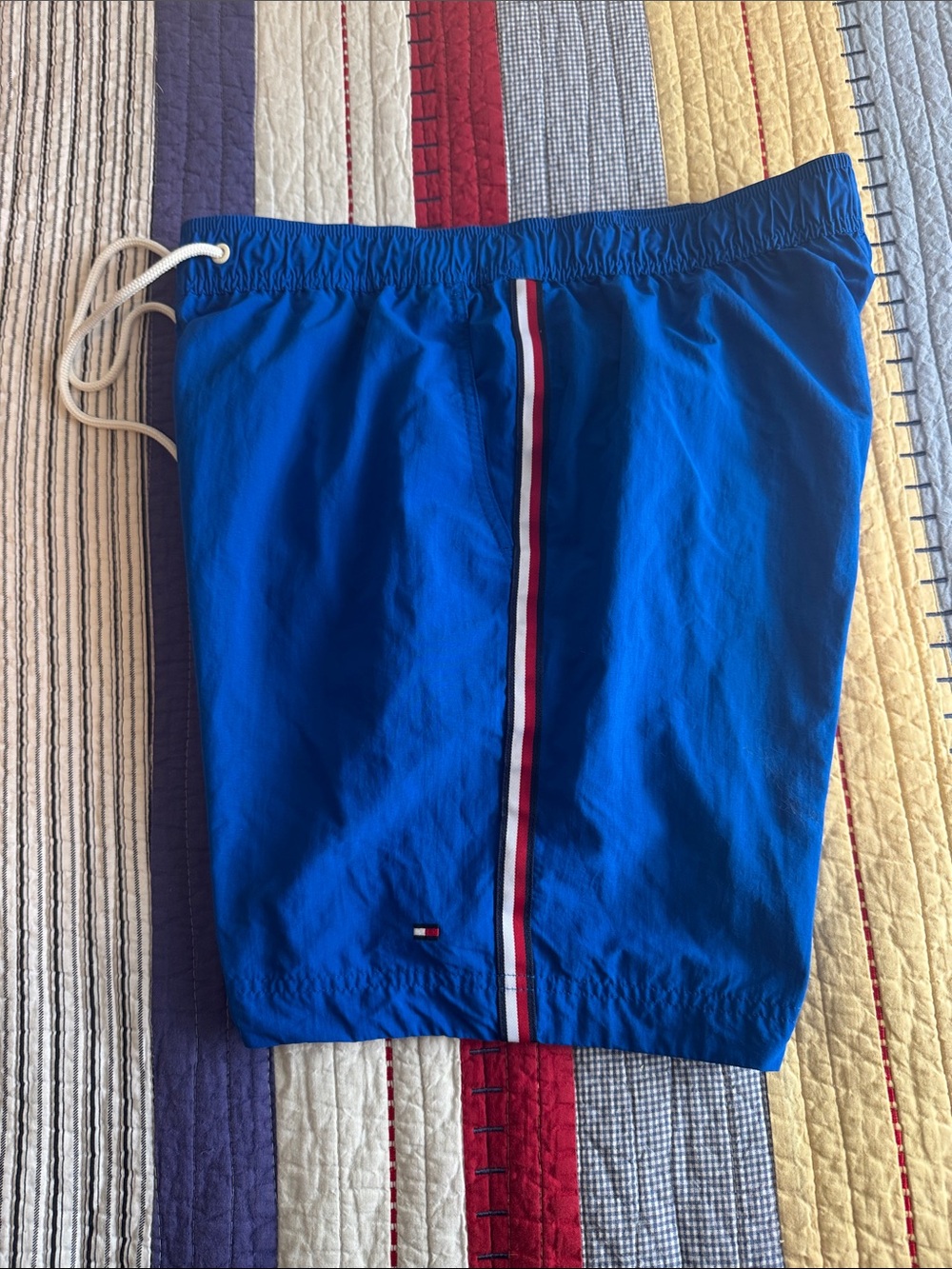 Tommy Hilfiger Blue Swim Shorts with Red-White Stripe never worn Men’s M